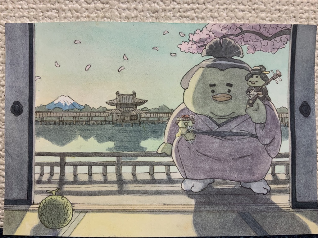 「相撲」原画　ポストカードサイズ