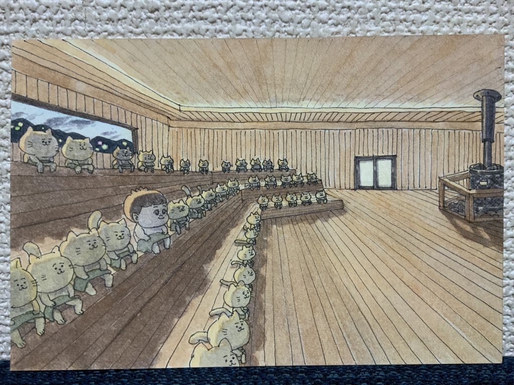 「ねこサウナ」原画　ポストカードサイズ