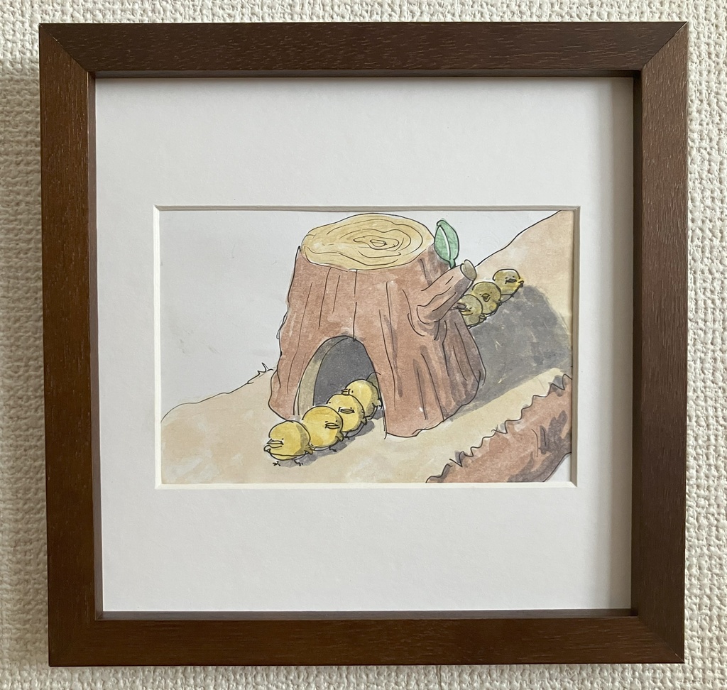 原画「ひよこ電車3」（額縁なし）