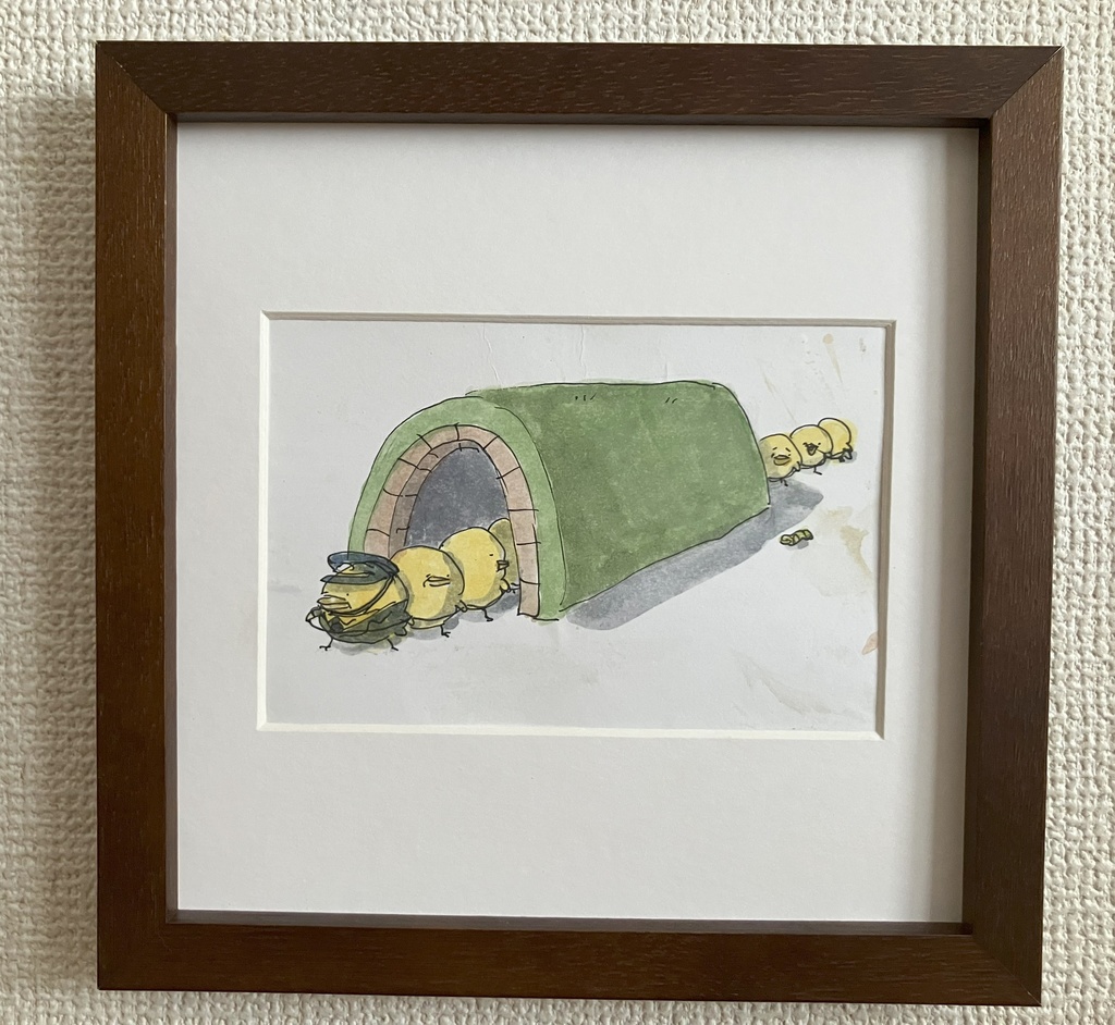 原画「ひよこ電車２」（額縁なし）