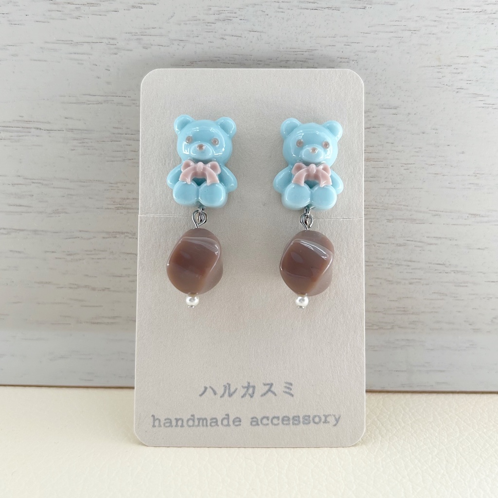 チョコミントくまさんイヤリング
