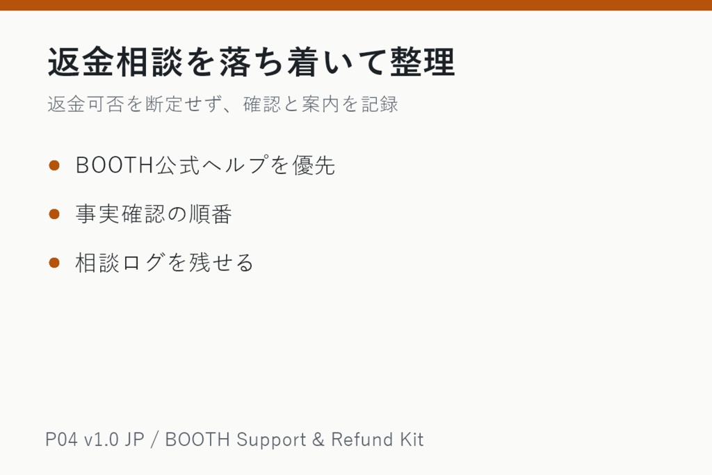 BOOTH購入後サポート・返金相談対応テンプレート集 v1.0 JP