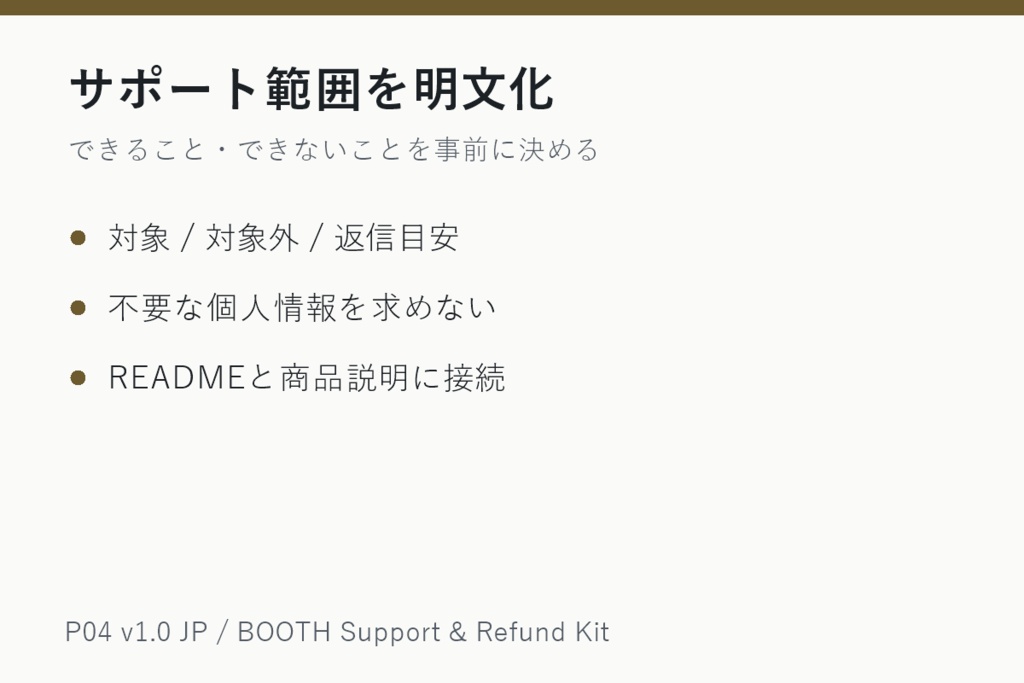 BOOTH購入後サポート・返金相談対応テンプレート集 v1.0 JP