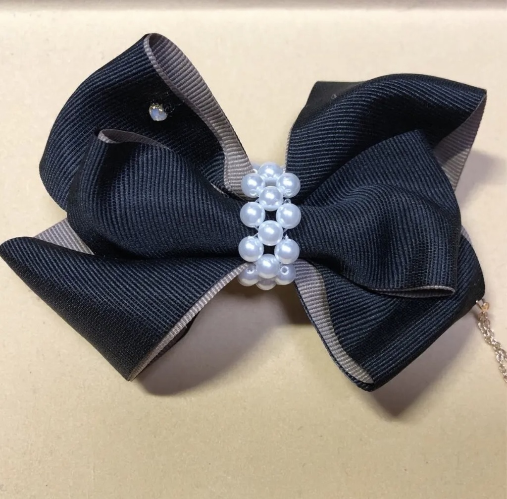 パール付きりぼんバレッタ