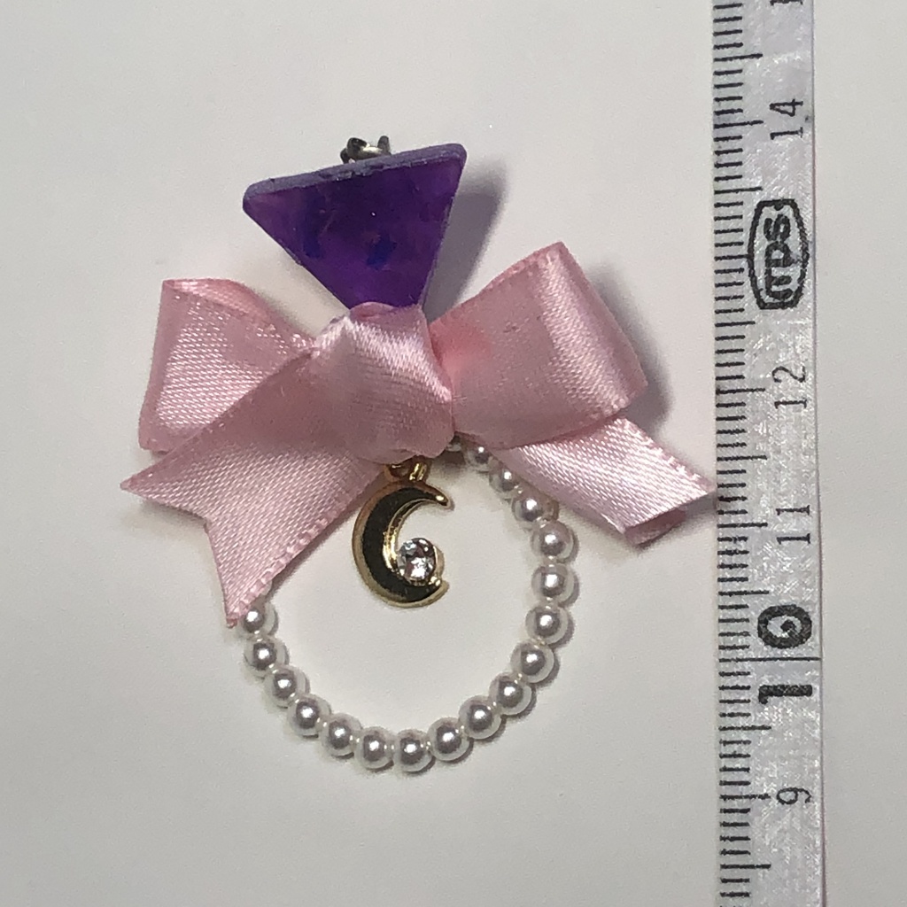 パールリングと三日月のゆめかわピアス イヤリング(ゴールド)