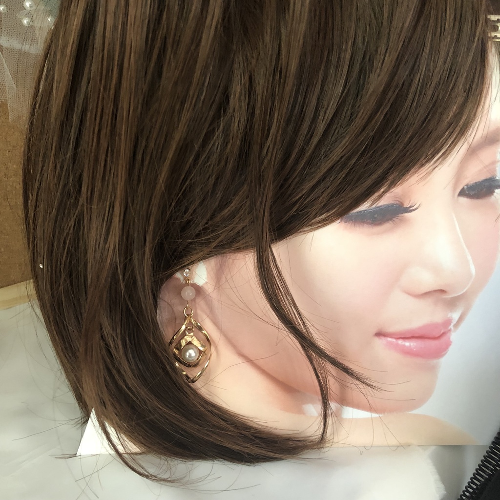 AAAローズクォーツとパールの螺旋フープピアス イヤリング