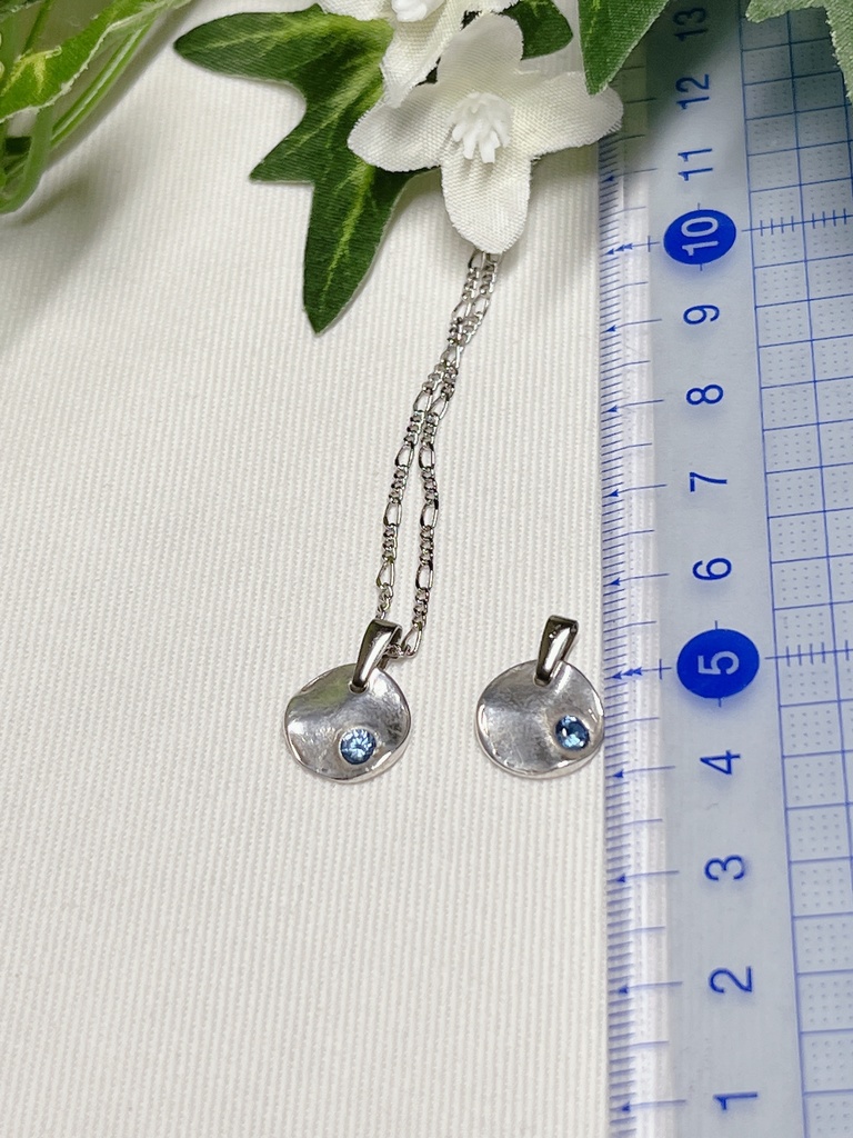 アクアマリンシルバー950純銀コインネックレス