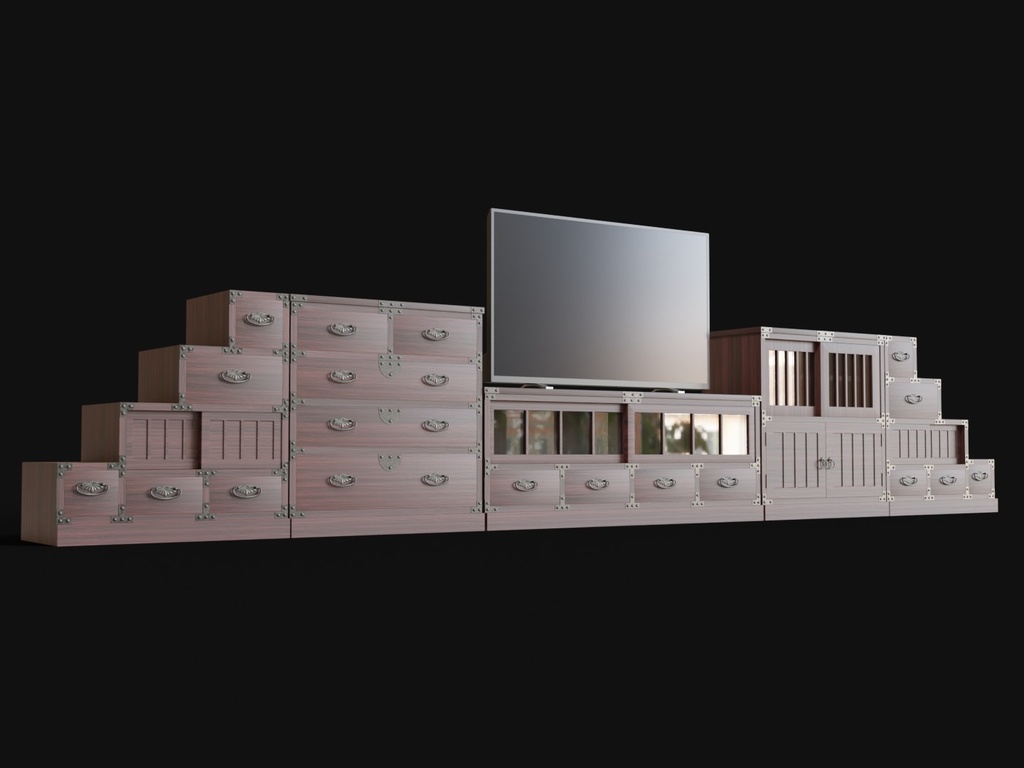 和箪笥_食器棚02_階段箪笥_TVボード04セット