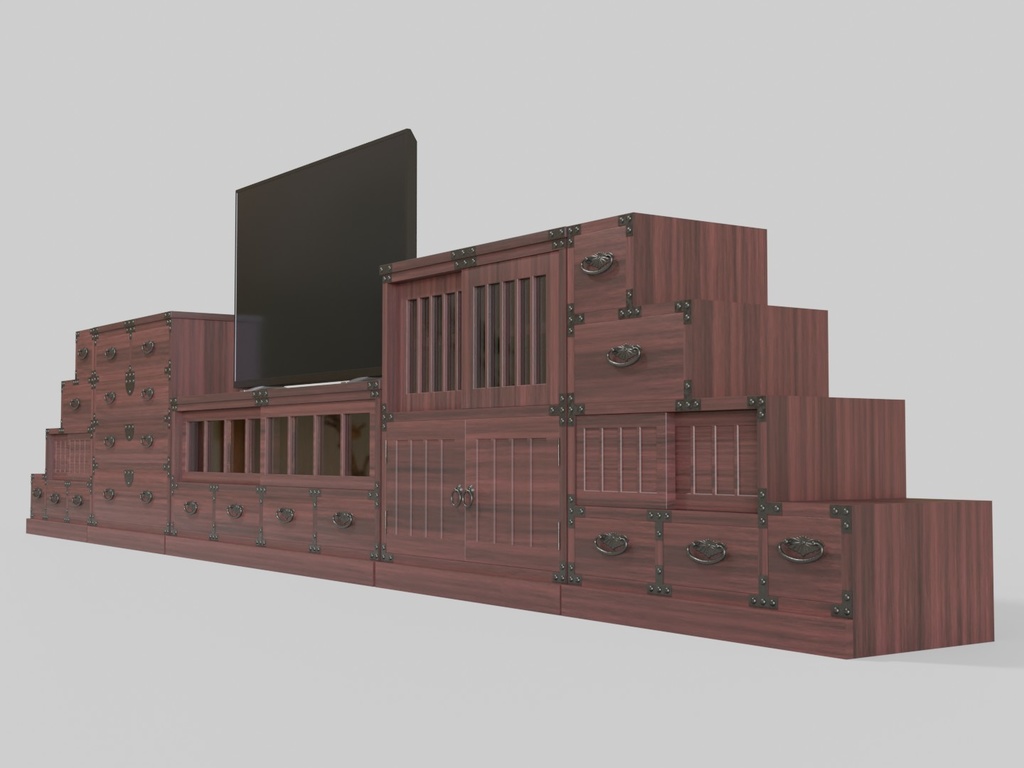 和箪笥_食器棚02_階段箪笥_TVボード04セット