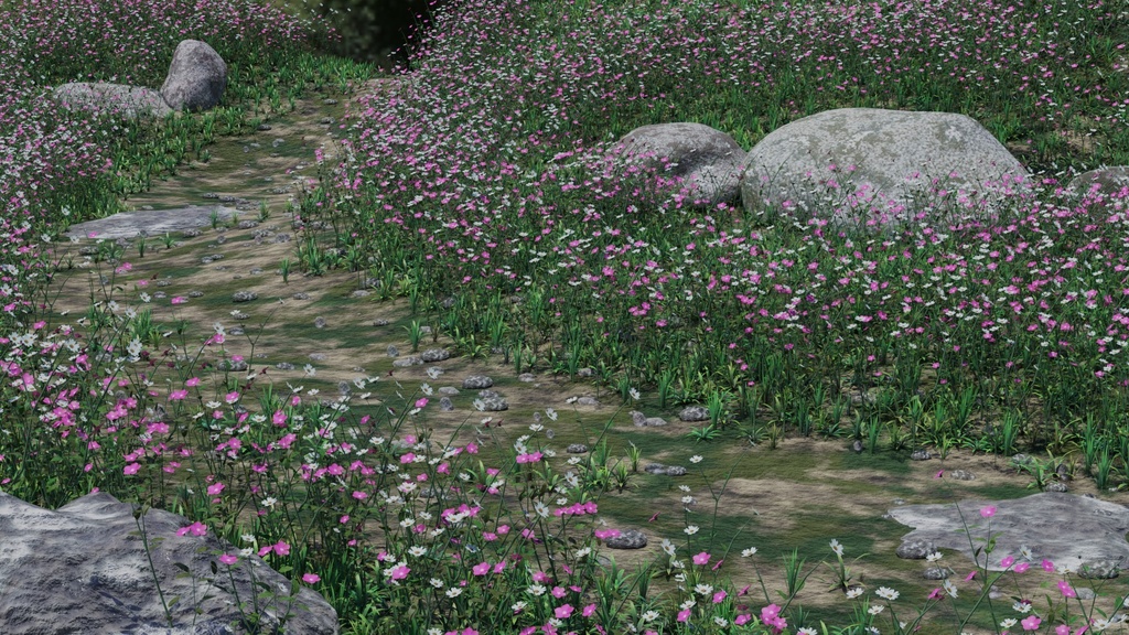 草_花_岩セット