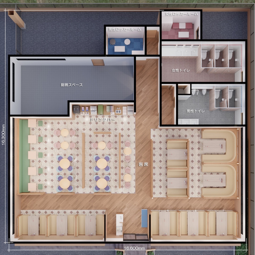 ファミリーレストラン(外観、内観)