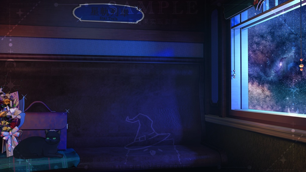 【動く配信背景】海&星空 列車