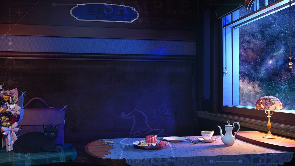 【動く配信背景】海&星空 列車