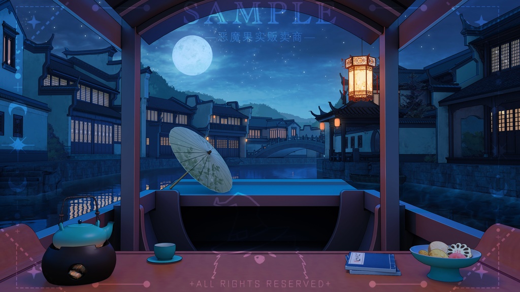 【Vtuber/動く配信背景+ui】中華風のボート