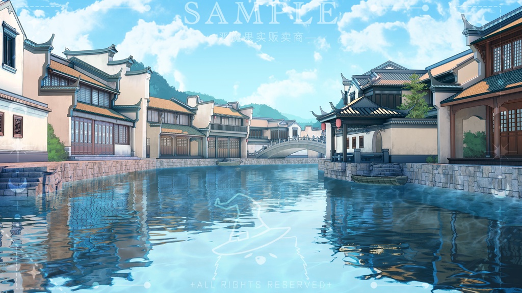 【Vtuber/動く配信背景+ui】中華風のボート