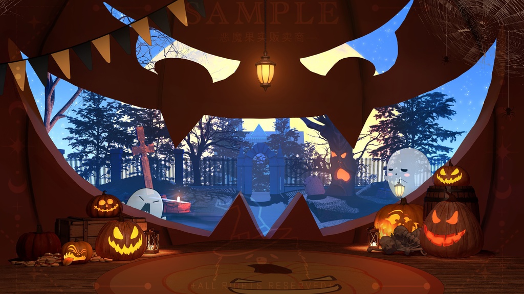 【Vtuber/動く配信背景】HalloweenNight&カボチャに食べられる