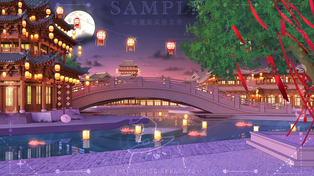 【Vtuber/動く配信背景】中華風の湖畔花火