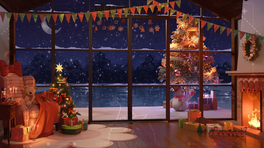 【Vtuber/動く配信背景】クリスマス小屋