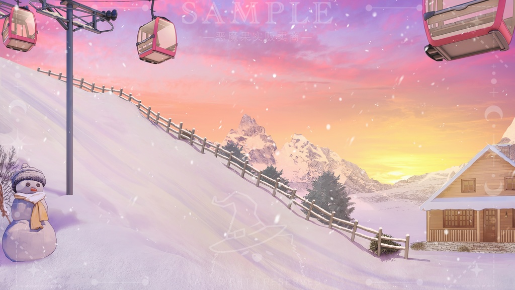 【Vtuber/動く配信背景】冬のスキーリゾート