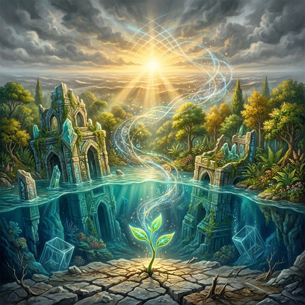 【古代の詠唱】壮大な物語を聴くヒーリング音楽 - 水没都市の記憶修復士 (全12章) | 睡眠・浄化・作業用BGM (3D立体音響)