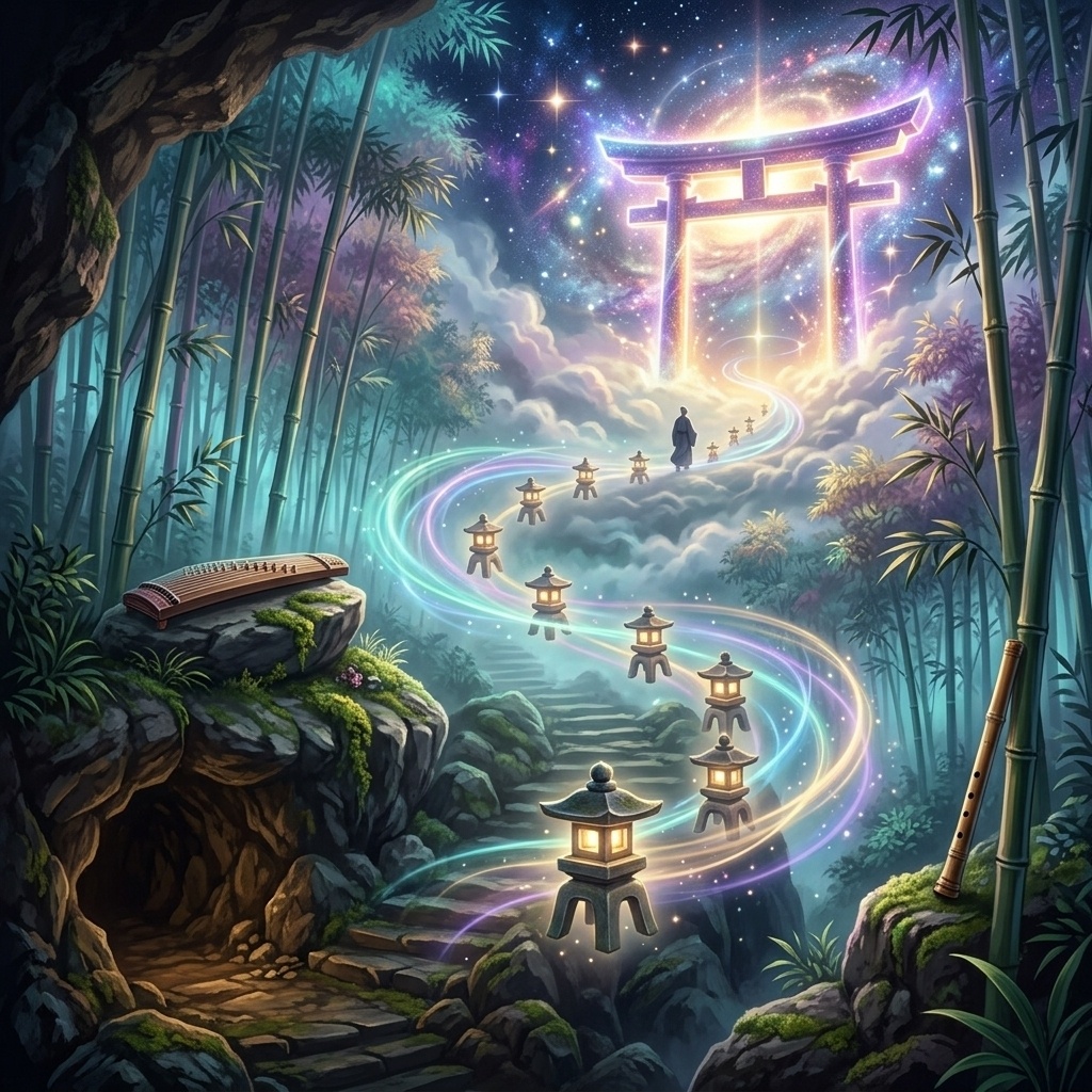 ⛩️【自律神経を整える】全ソルフェジオ周波数×和楽器メドレー｜全チャクラを浄化しアセンションへ導く10章の物語｜超熟睡・瞑想用BGM🌙✨