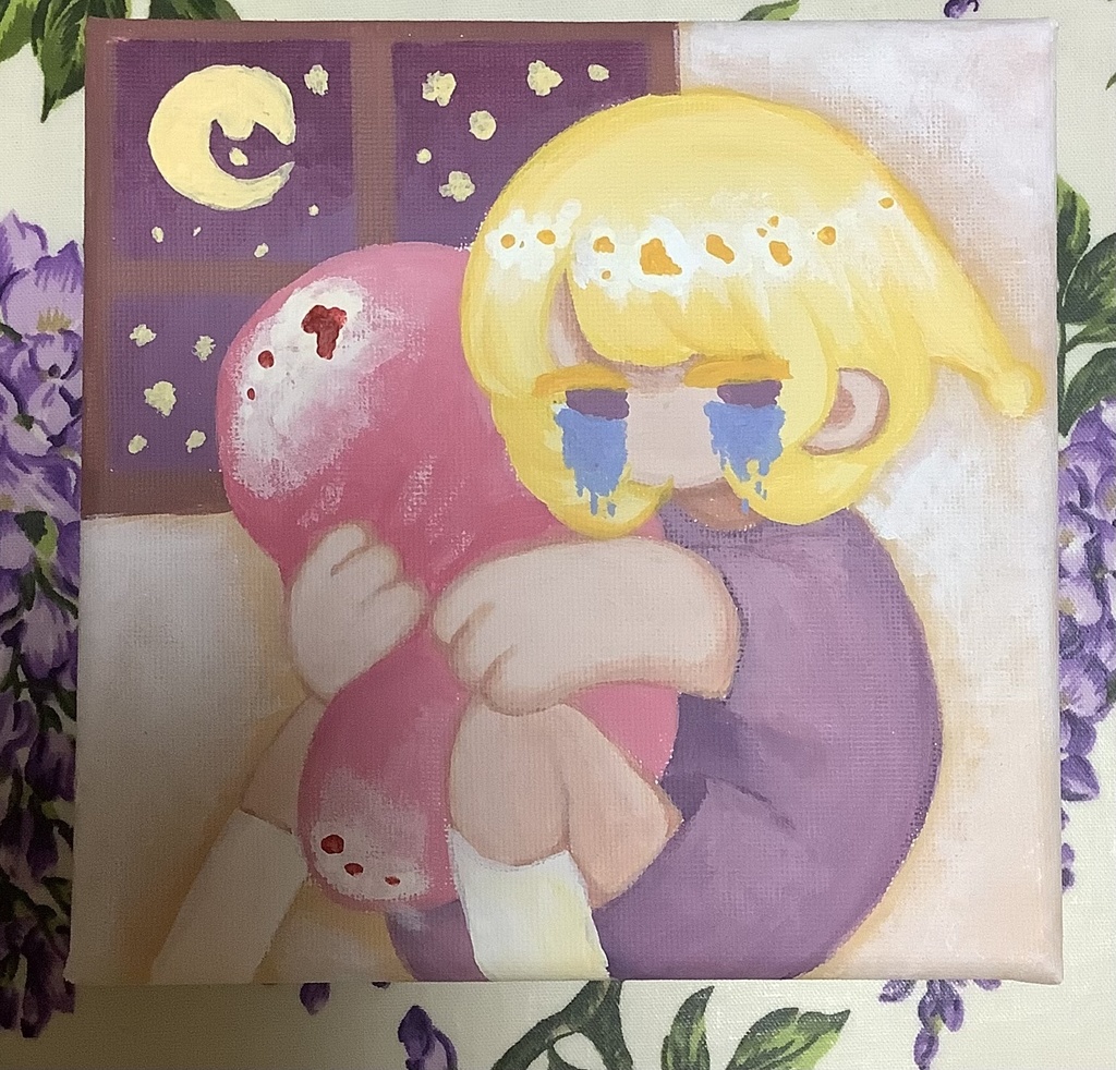 アナログ原画】アクリル画 イラスト “夜は泣くためにある” - 魔界 - BOOTH