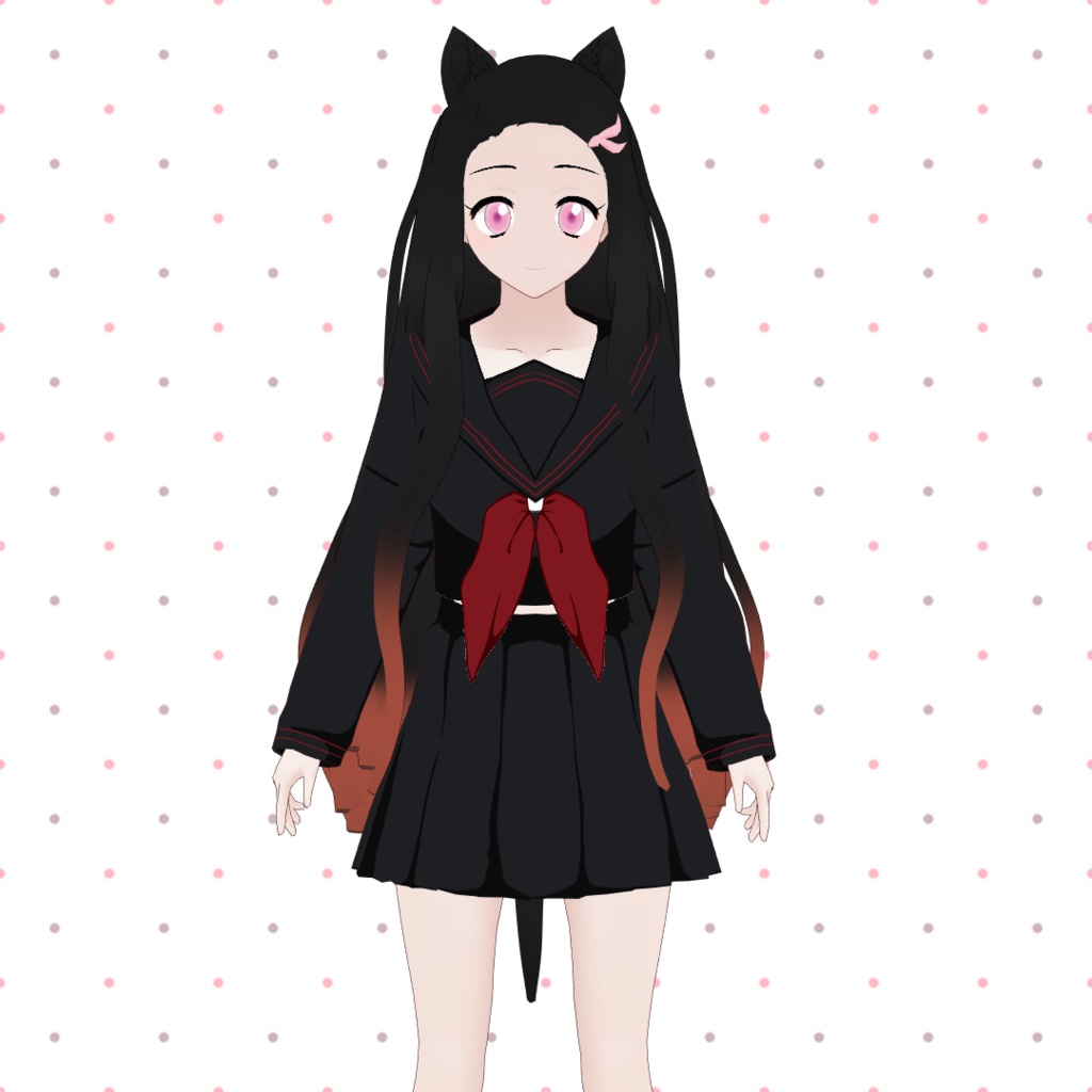 【VRoidヘアプリセット】 禰豆子 (ねずこ) Nezuko hair preset (Stable+Beta vers.)