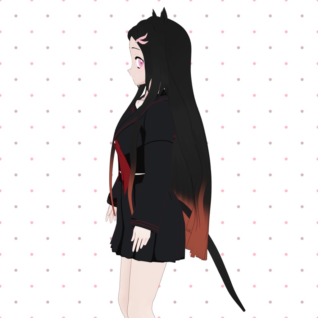 【VRoidヘアプリセット】 禰豆子 (ねずこ) Nezuko hair preset (Stable+Beta vers.)