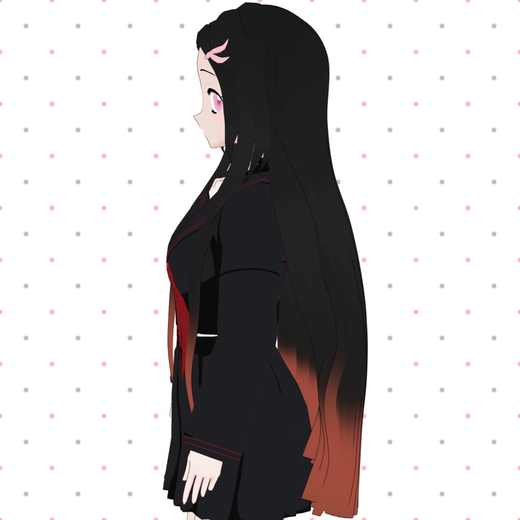 【VRoidヘアプリセット】 禰豆子 (ねずこ) Nezuko hair preset (Stable+Beta vers.)