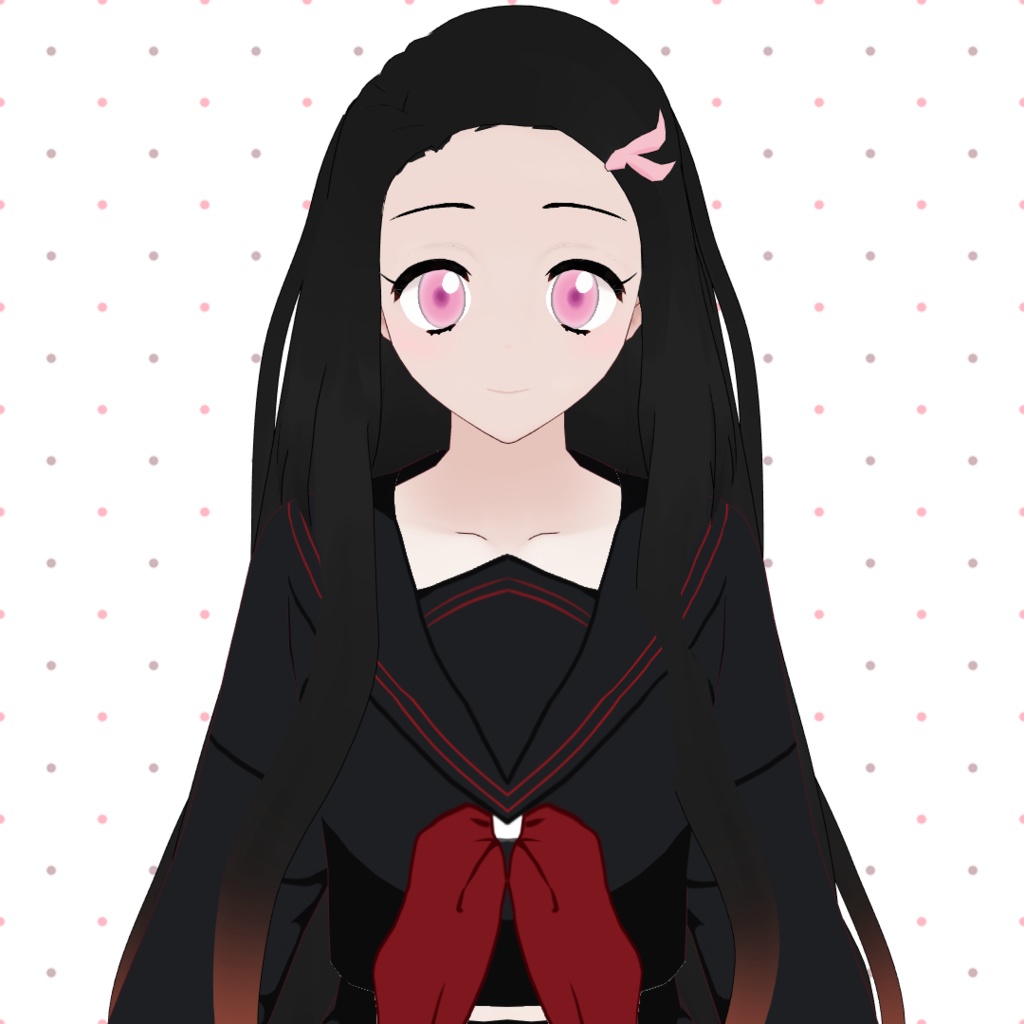 【VRoidヘアプリセット】 禰豆子 (ねずこ) Nezuko hair preset (Stable+Beta vers.)