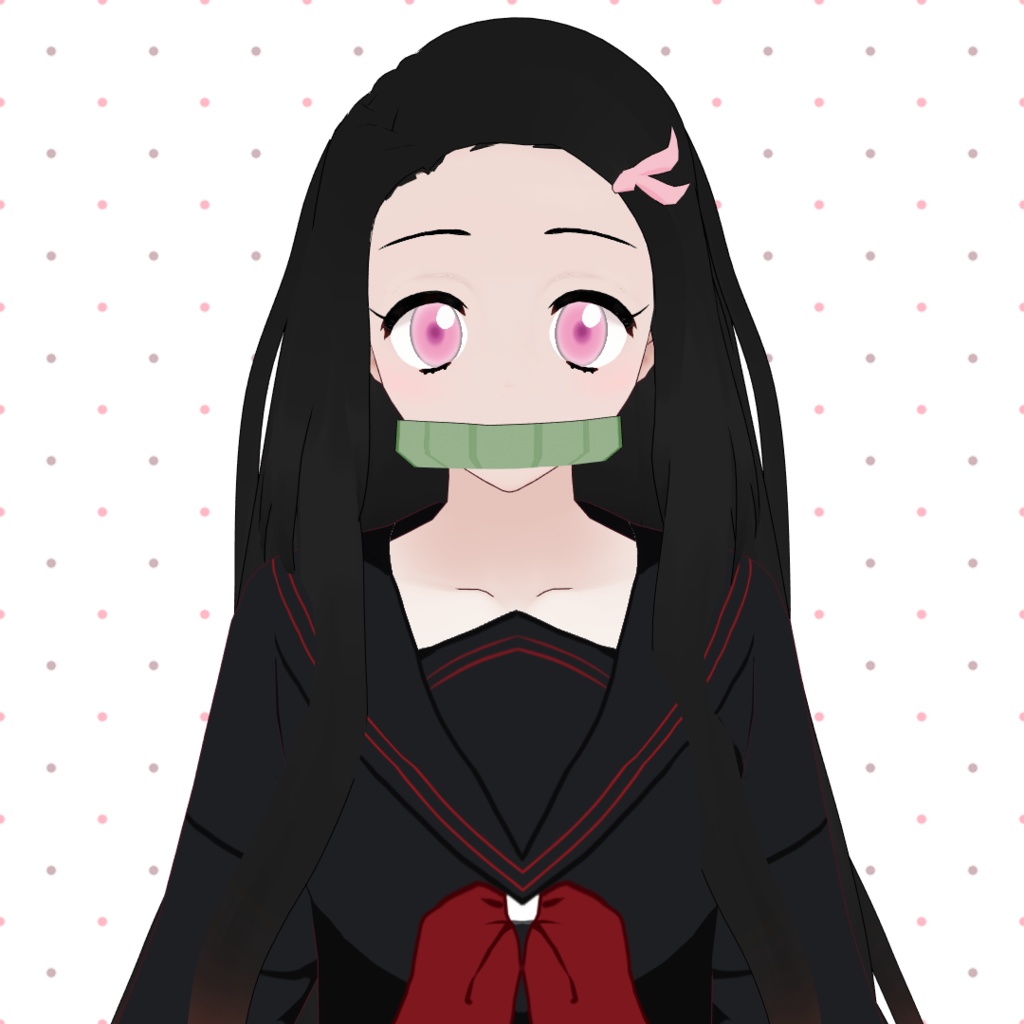 【VRoidヘアプリセット】 禰豆子 (ねずこ) Nezuko hair preset (Stable+Beta vers.)