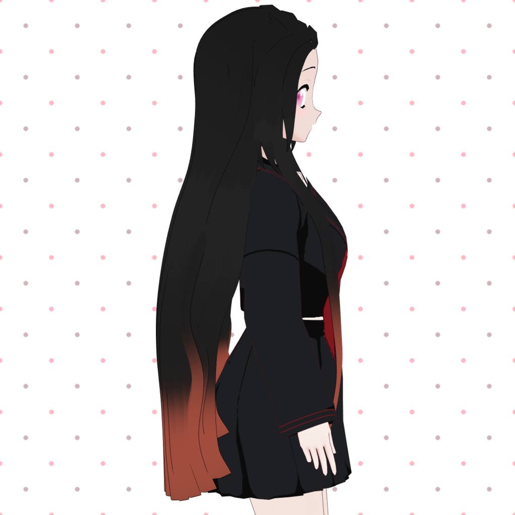 【VRoidヘアプリセット】 禰豆子 (ねずこ) Nezuko hair preset (Stable+Beta vers.)