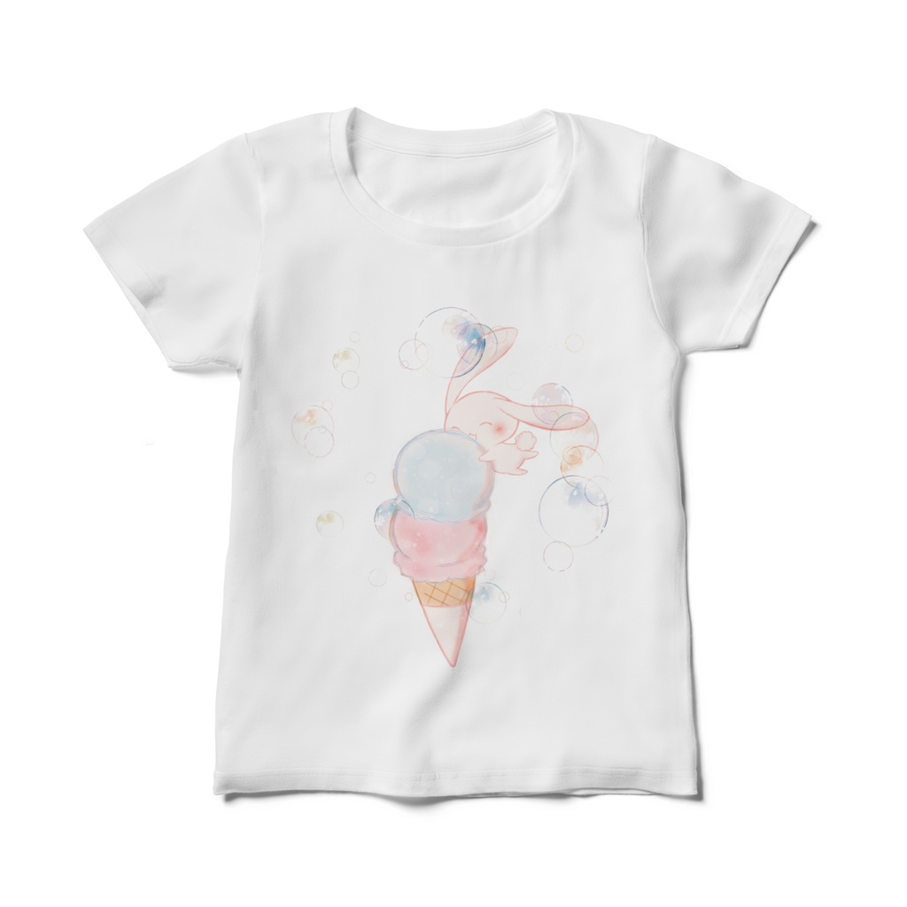 アイスクリームとうさぎ レディースTシャツ