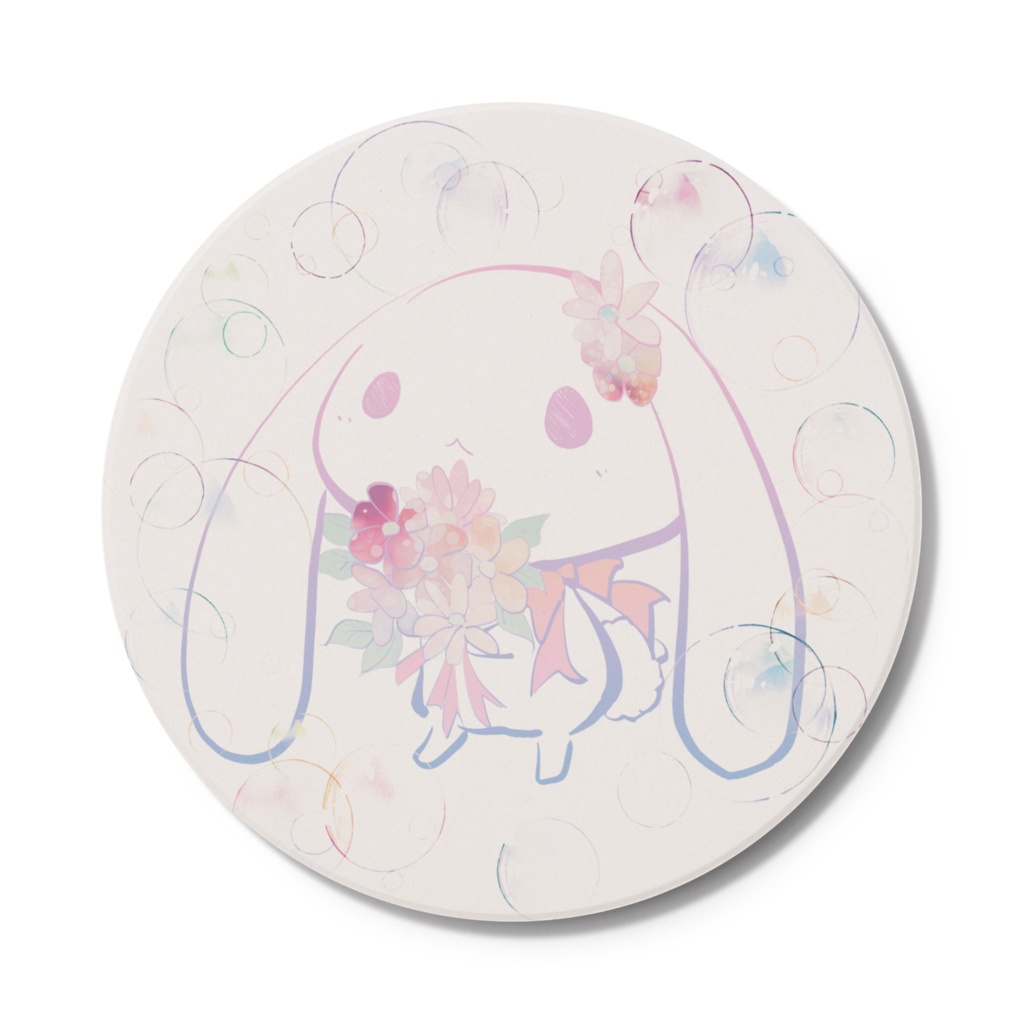 さくらいろのうさぎ　PASTEL　コースター - 円形