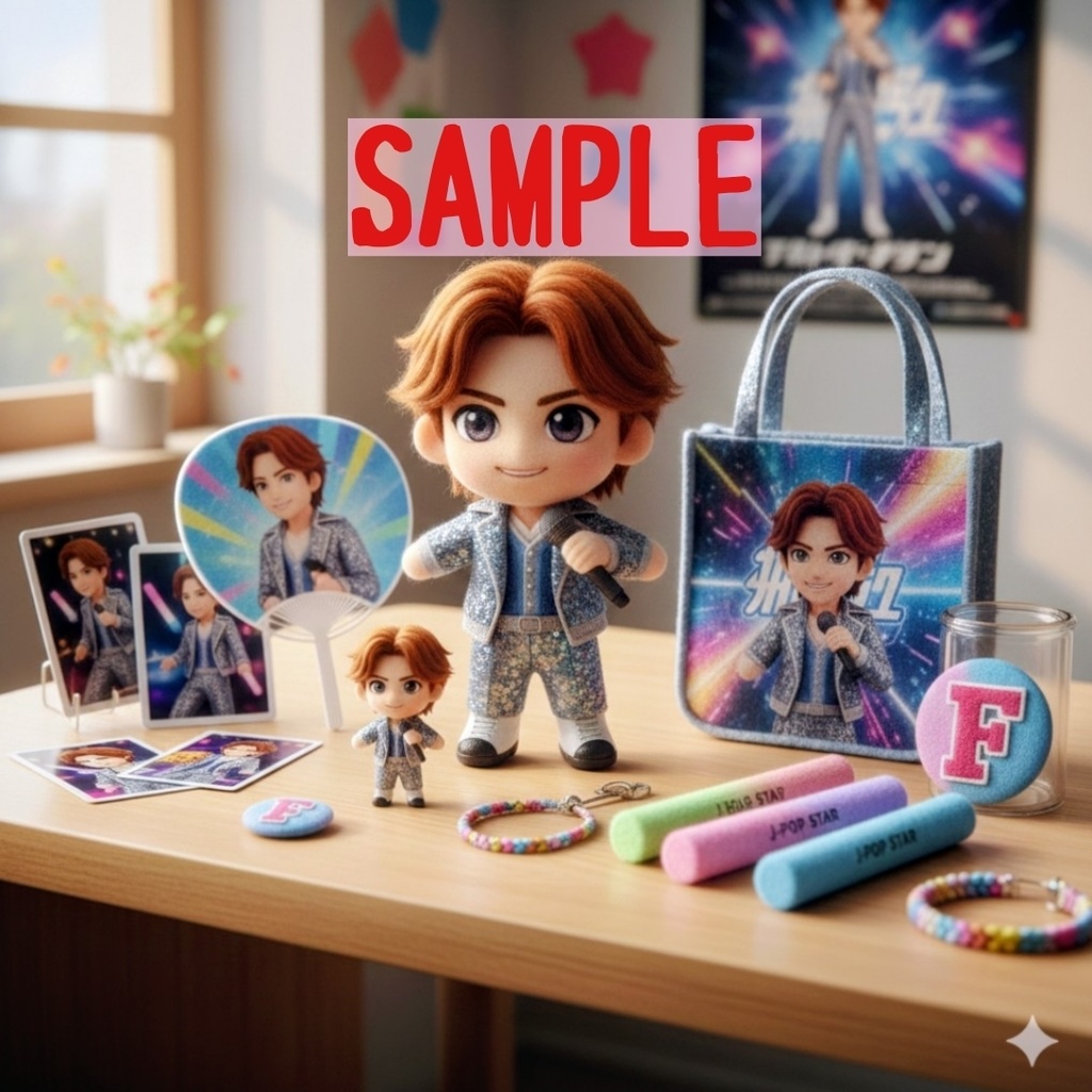 羊毛アート風に描いた、アイドルの推しグッズ