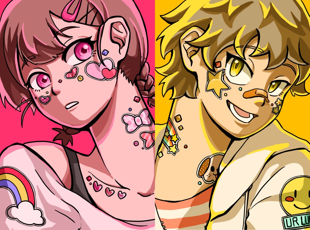 イラストカード　Pink&Yellow