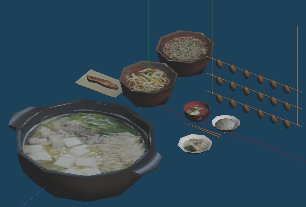 【３Dモデル】食事セット　OBJ形式【まつすば素材】