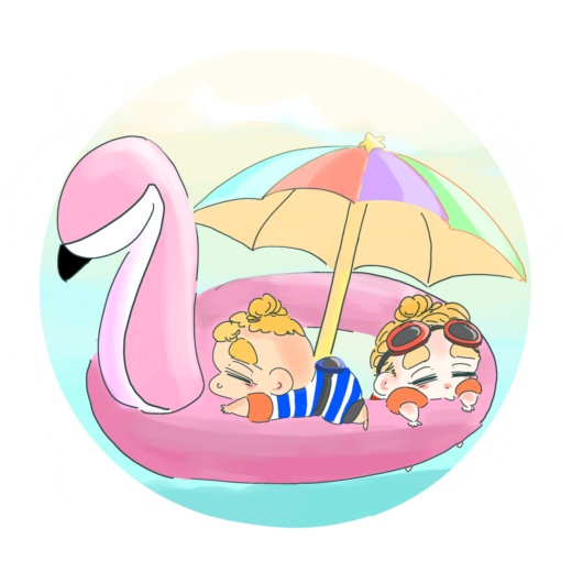 ちびﾘﾝ、ちびﾗﾝアクキー（プールちびず）