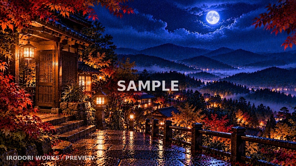 【商用利用OK】雨夜の幻想背景素材20枚セット|16:9・PNG|ゲーム・TRPG・配信・動画向け【AI生成】