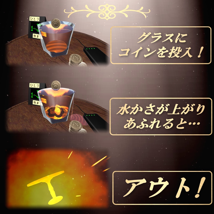 【MA設定済み/AvatarGimmick】グラス&コインゲーム【VRChat向け】