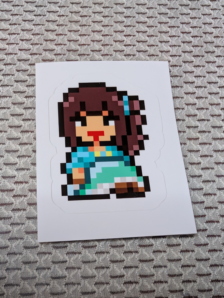 縁取りドット絵ステッカーNo.32　わんだふるぷりきゅあ：猫屋敷まゆ　見守りまゆちゃん