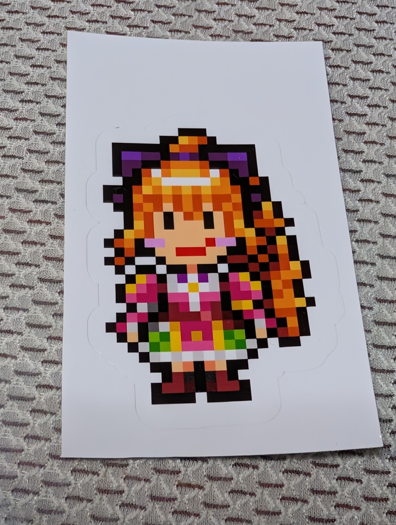 縁取りドット絵ステッカーNo.41　オリジナル：アプリコット・ウインドフォール