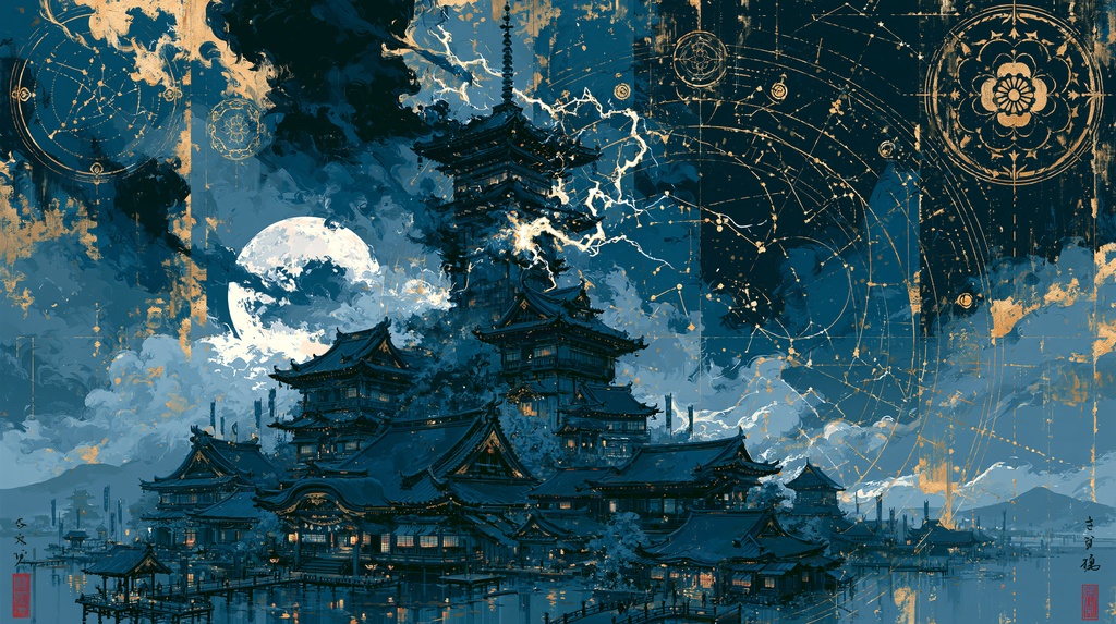 大アルカナタロットカード風背景[The_Tower]