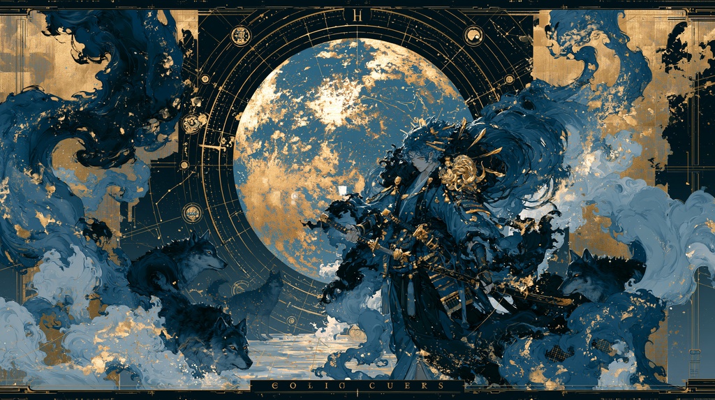 大アルカナタロットカード風背景[The_Moon]