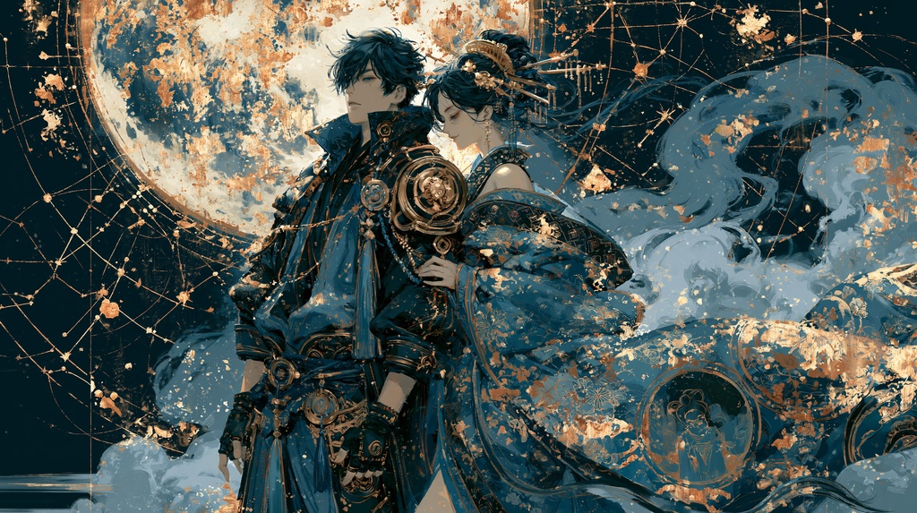大アルカナタロットカード風背景[The_Lovers]