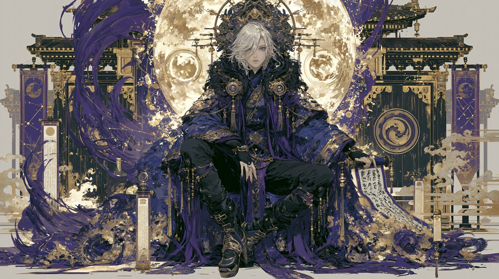大アルカナタロットカード風背景[The_High_Priestess]
