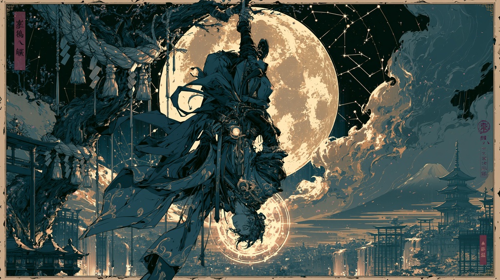 大アルカナタロットカード風背景[The_Hanged_Man]