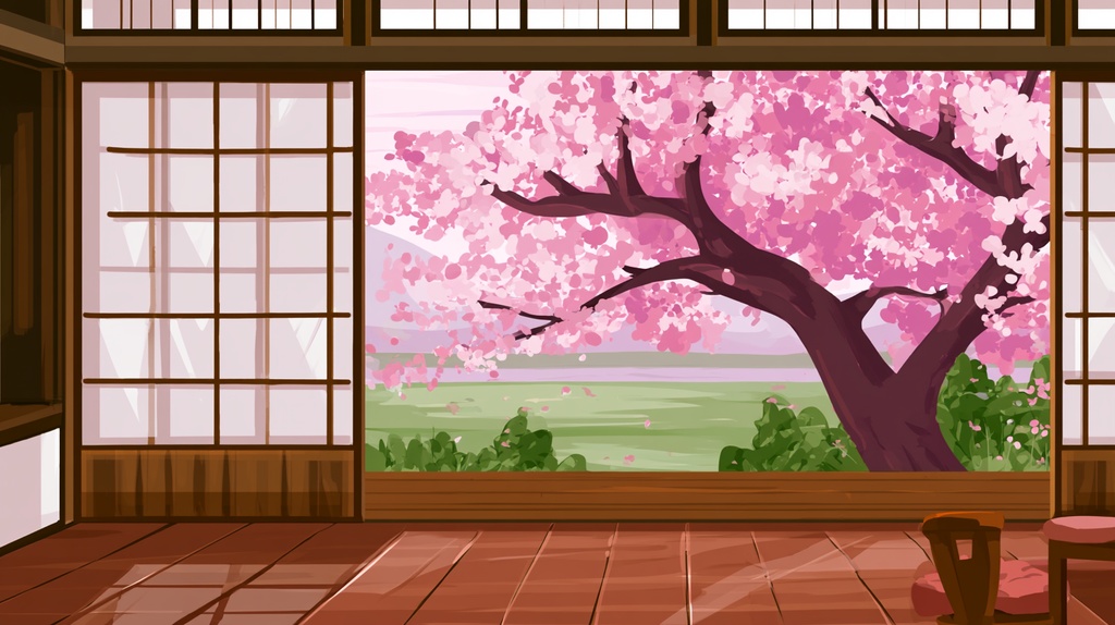 桜背景セット--cherryblossom