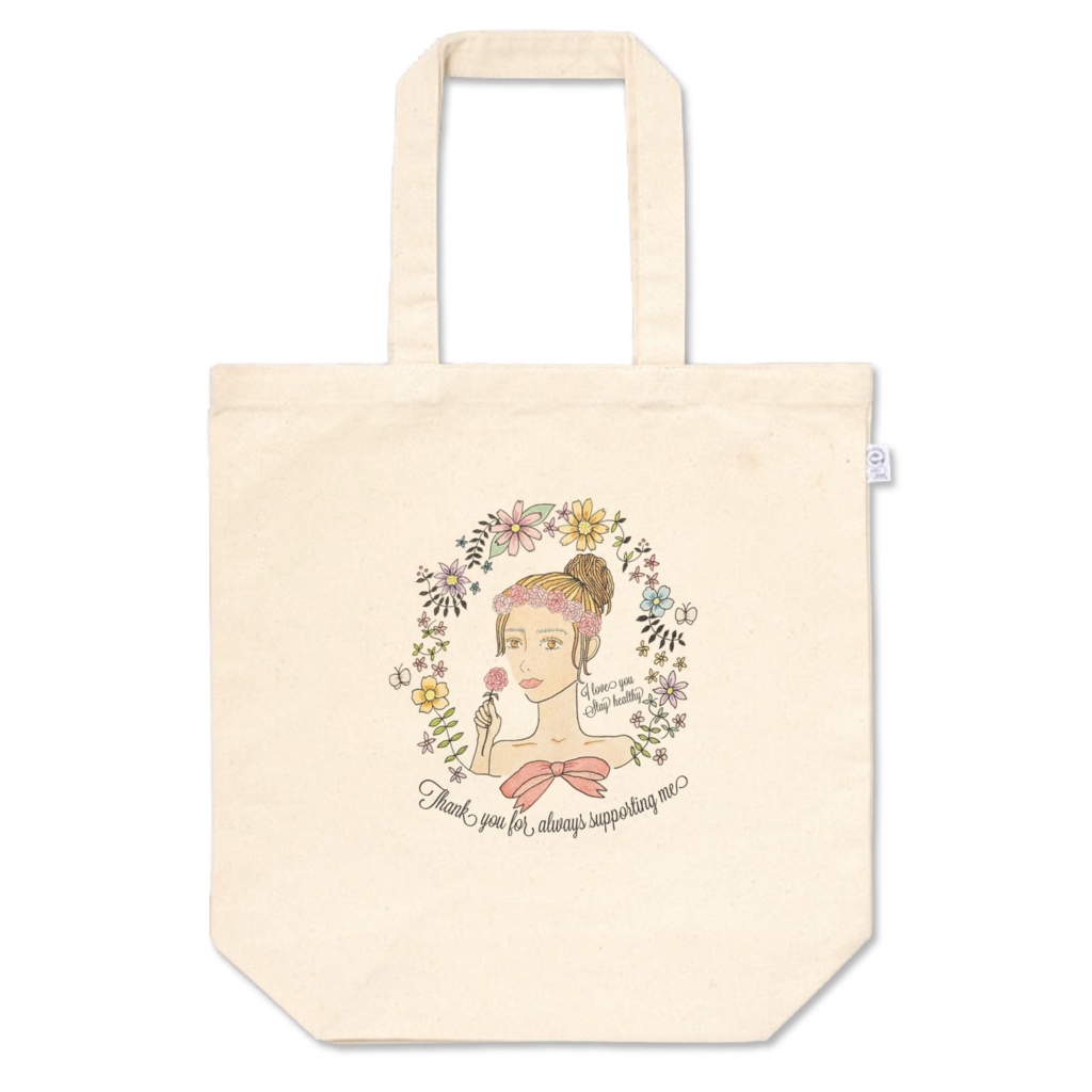 Flower wreath tote bag
