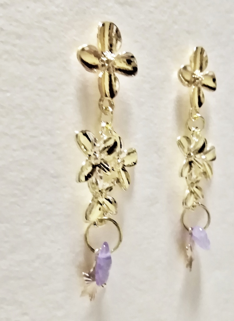ライラックっぽいお花とお星さまのピアス